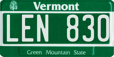 VT license plate LEN830