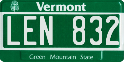 VT license plate LEN832
