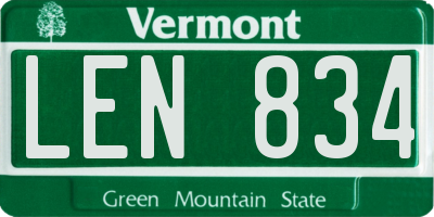 VT license plate LEN834