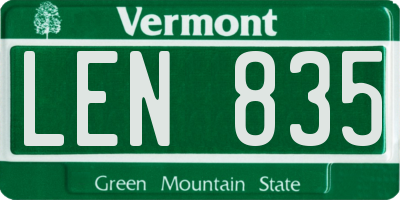 VT license plate LEN835