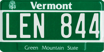 VT license plate LEN844
