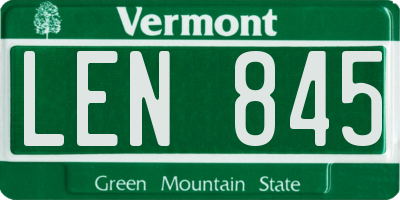VT license plate LEN845