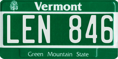 VT license plate LEN846