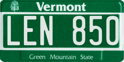 VT license plate LEN850