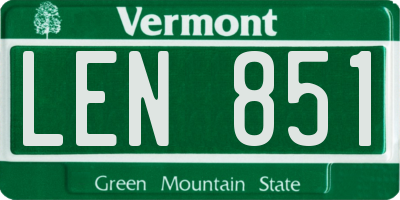 VT license plate LEN851