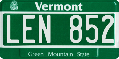 VT license plate LEN852
