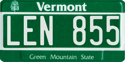 VT license plate LEN855