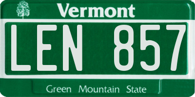 VT license plate LEN857