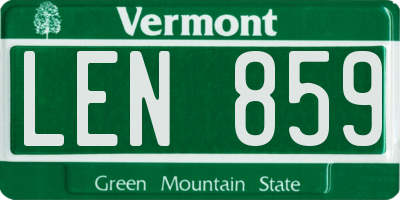 VT license plate LEN859