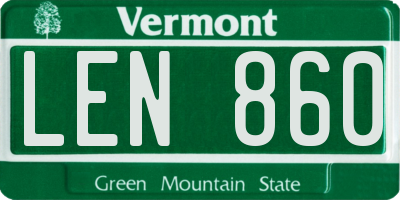 VT license plate LEN860