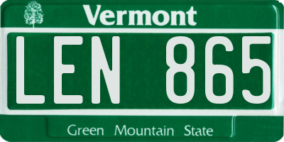 VT license plate LEN865