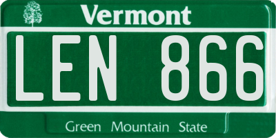 VT license plate LEN866