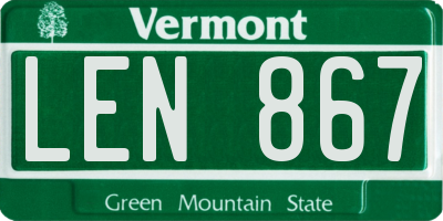 VT license plate LEN867