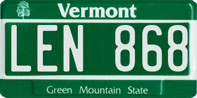 VT license plate LEN868