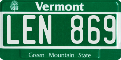 VT license plate LEN869