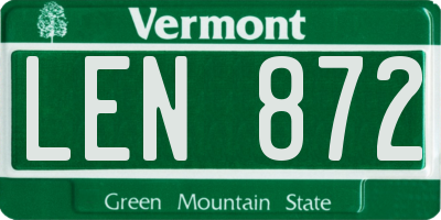 VT license plate LEN872