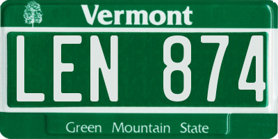 VT license plate LEN874