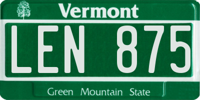 VT license plate LEN875