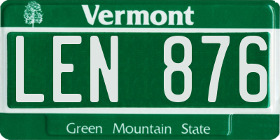 VT license plate LEN876