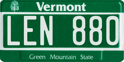 VT license plate LEN880