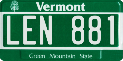 VT license plate LEN881