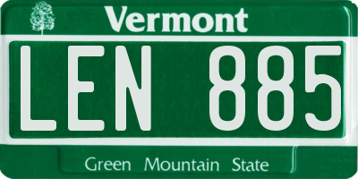 VT license plate LEN885