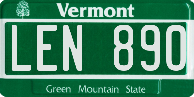 VT license plate LEN890