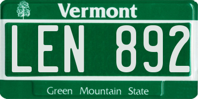 VT license plate LEN892