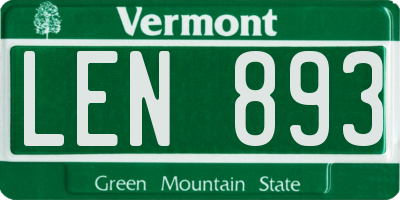 VT license plate LEN893