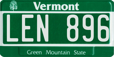 VT license plate LEN896