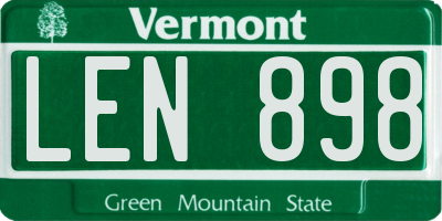VT license plate LEN898