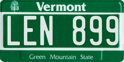 VT license plate LEN899