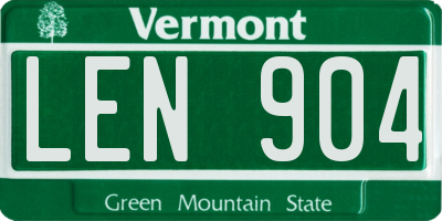 VT license plate LEN904