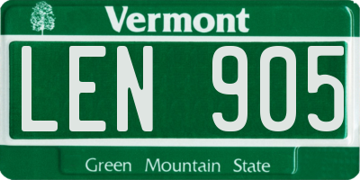 VT license plate LEN905