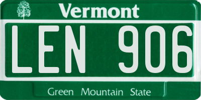 VT license plate LEN906