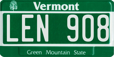 VT license plate LEN908