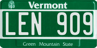 VT license plate LEN909
