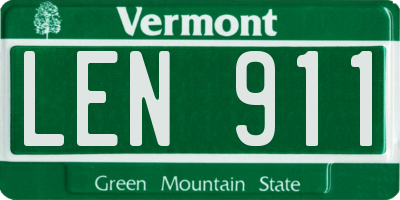 VT license plate LEN911