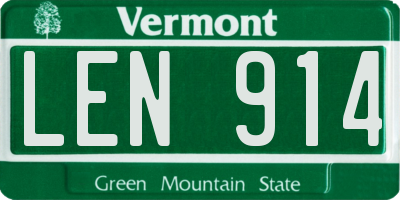VT license plate LEN914