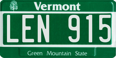 VT license plate LEN915