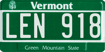 VT license plate LEN918