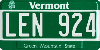 VT license plate LEN924
