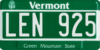 VT license plate LEN925