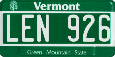 VT license plate LEN926