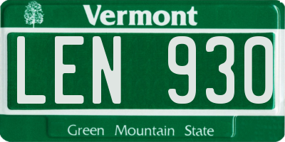 VT license plate LEN930
