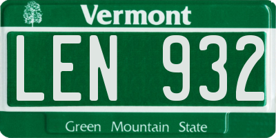VT license plate LEN932
