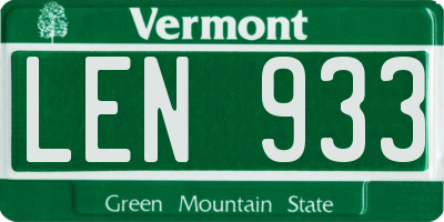VT license plate LEN933