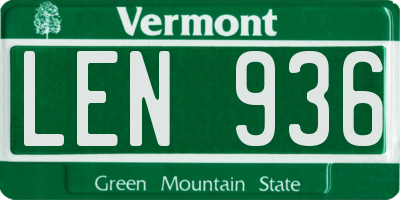 VT license plate LEN936
