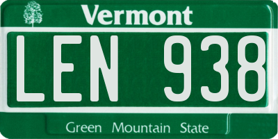 VT license plate LEN938
