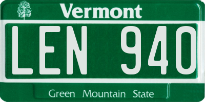 VT license plate LEN940